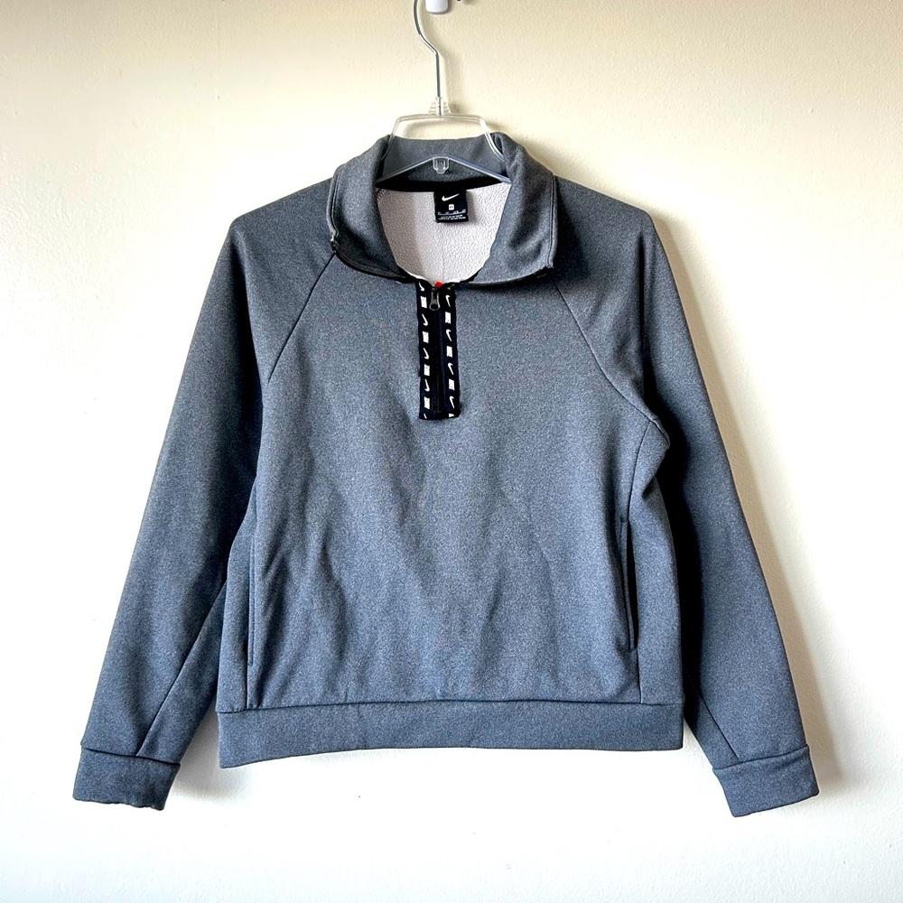 NWT Nike Women's XS Logo Half-Zip Sweater Therma-Fit Pullover Gray, X-Small